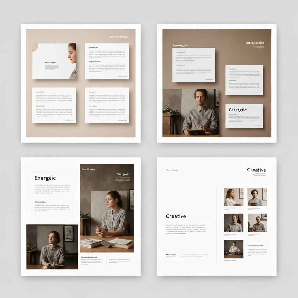 Three versions of the same pitch deck shown side-by-side: Professional (corporate), Colorful (vibrant), and Minimalist (clean) - all maintaining perfect alignment and spacing